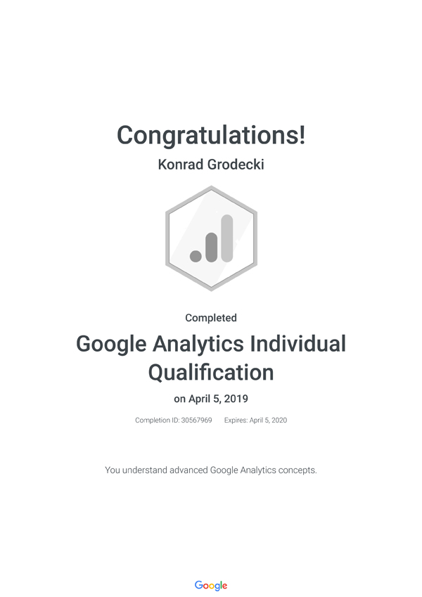 Google Analytics Certyfication